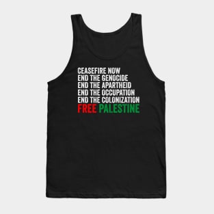 Ceasefire Now - End the Genocide Free Plaestine Tank Top